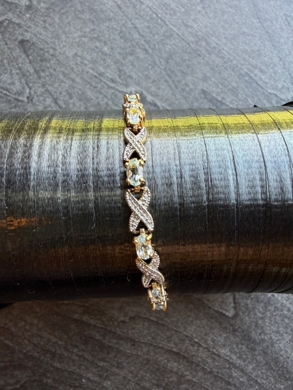 925 Gold Crystal X-Link Bracelet - Women Jewelry Bracelets